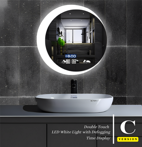 SMART MIRROR Out-light Crescent | LED lights with Defogging, and Time Display