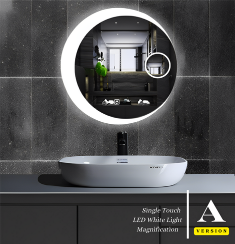 SMART MIRROR Out-light Crescent Magnification | LED lights with Defogging, Time Display, and Magnification