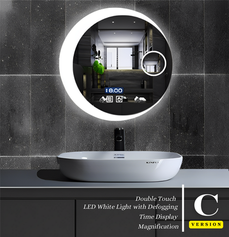 SMART MIRROR Out-light Crescent Magnification | LED lights with Defogging, Time Display, and Magnification