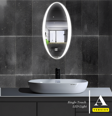 SMART MIRROR Out-light Oval | LED lights with Defogging, and Time Display