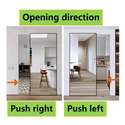 Sliding door without guide rail mirror