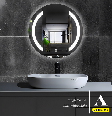 SMART MIRROR In-light Round Cut | LED lights with Defogging, and Time Display