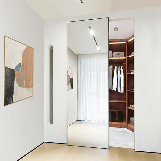 Sliding door without guide rail mirror