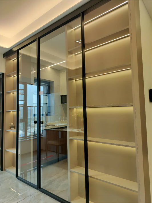 Sliding glass door for living room and kitchen