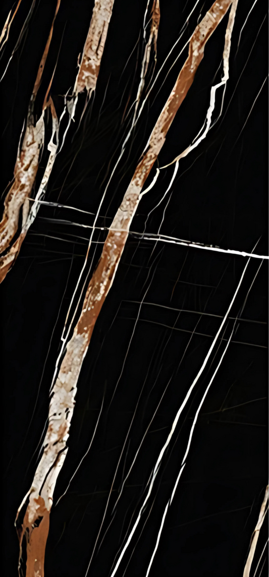 Full Body Sintered Stone Slab - " MT1016MF COARSE GRAIN LANUENT BLACK GOLD" Black Gold