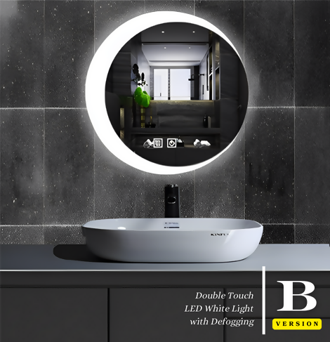 SMART MIRROR Out-light Crescent | LED lights with Defogging, and Time Display