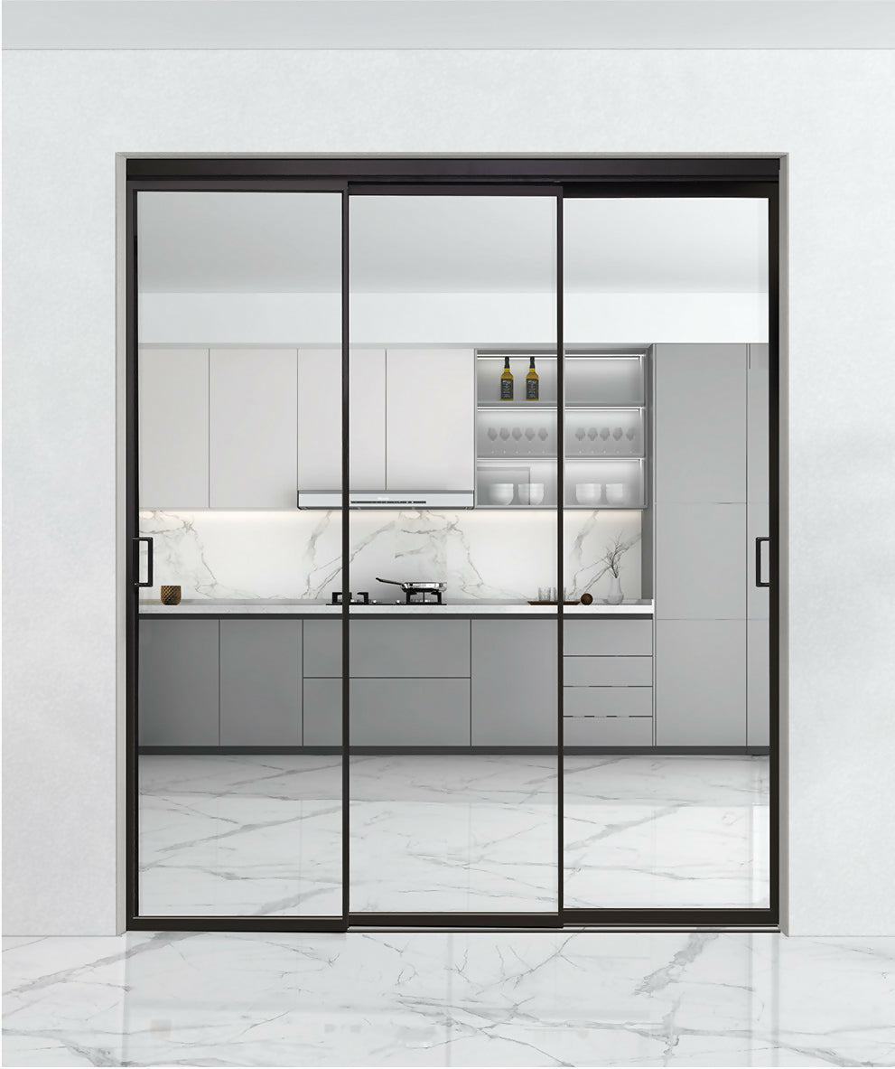 Sliding glass door for living room and kitchen